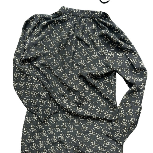 A.P.C. Black 100% Silk Patterned Jumpsuit Size Small Belted - Picture 6 of 9